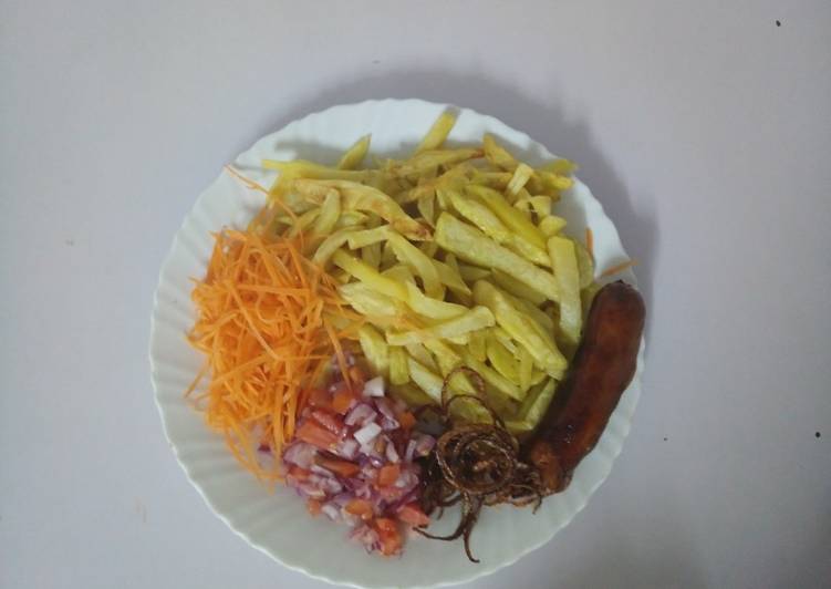 Step-by-Step Guide to Make Speedy Home made fries with onion rings and Kachumbari