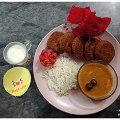 A picture of Chicken_Shami_Kabab_With_ DAL_RICE.