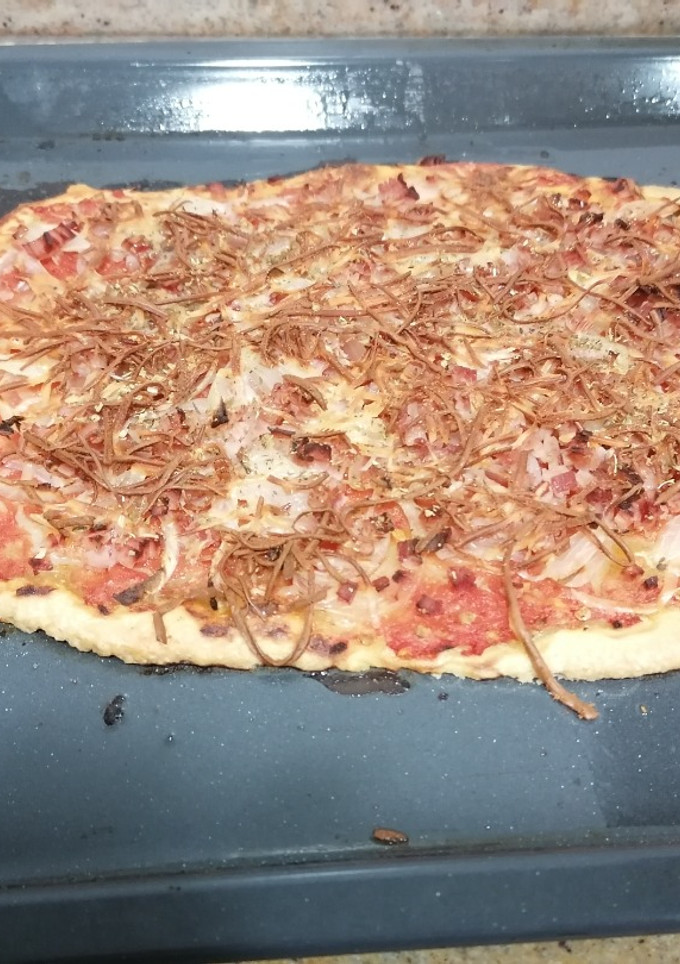 Una foto de Pizza de york y queso