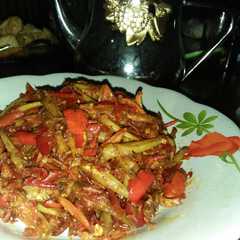 A picture of Sambal teri kulit melinjo.