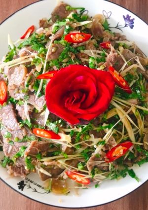 Hình của món Nộm thịt ngựa tái chanh.