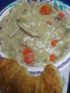 A picture of Chicken and Dumplings /Egg Noodles.