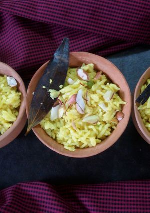 A picture of Mishti pulao (sweet rice).