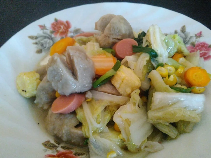 Langkah Gampang Membuat Resep Capcay pentol sosis sederhana (tanpa maizena) yang Enak Banget Anti Ribet, Sempurna