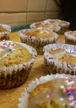 Répatortás muffin citromos cukormázzal recept fotója