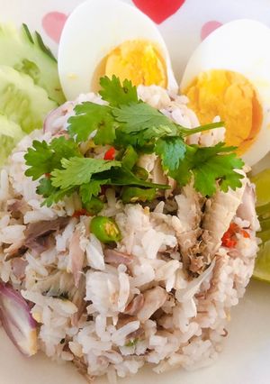 รูปของ ข้าวคลุกปลาทู+ไข่ต้ม(ข้าวแมว)