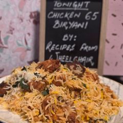 A picture of Chicken 65 Biryani.