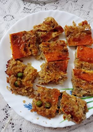 A picture of Baked leftover potato mix veg with egg.