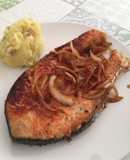 Salmón dorado con ajo mantequilla y miel