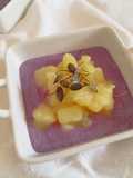 Zuppa di patate su vellutata di verza rossa