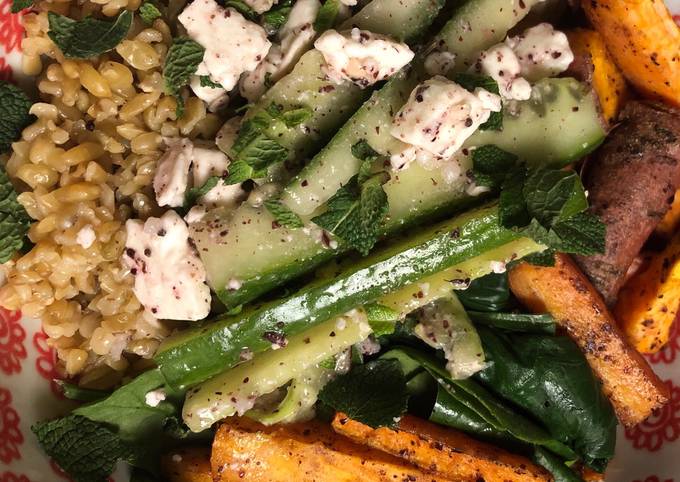 buddha bowl with feta and sumac vegetarian recipe main photo