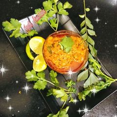A picture of Instant Tomato Tamarind pickle or Tamatar ka aachaar.