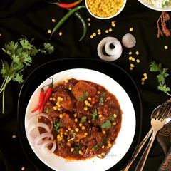 A picture of Mutton Boondi with Recheado masala.