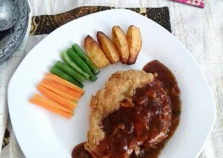 Chicken steak with barbeque sauce