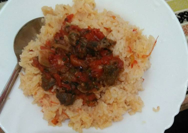 Wet fried beef with rice