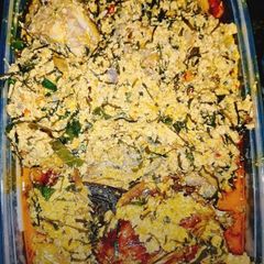A picture of Egusi and Ukazi soup.