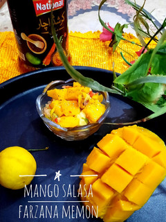 A picture of Achari mango salsa.