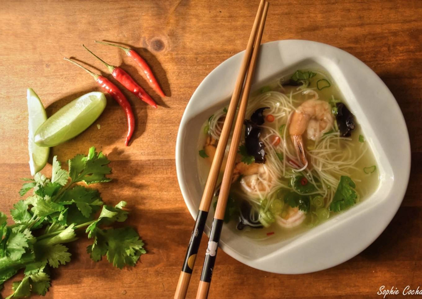 Soupe de vermicelles et crevettes