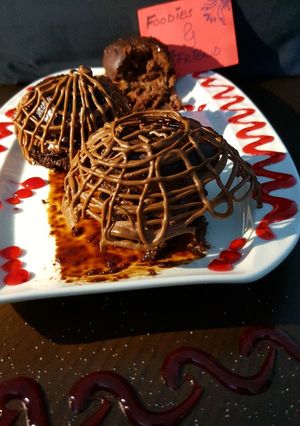 A picture of Malt cake with choclate cream cheese frosting #foodies&Friends.
