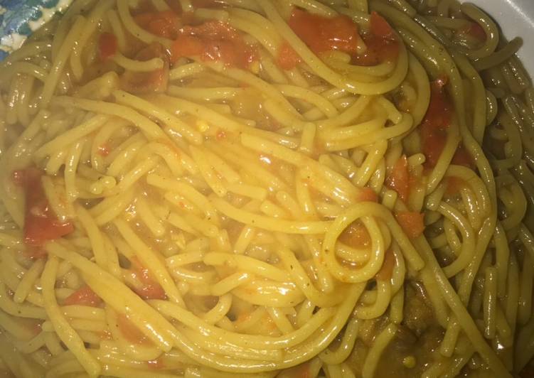 Steps to Prepare Homemade Spaghetti jollof recipe