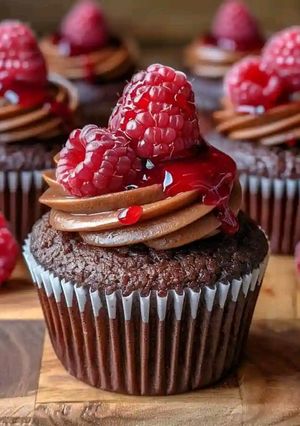 A picture of Chocolate Raspberry Cupcakes.