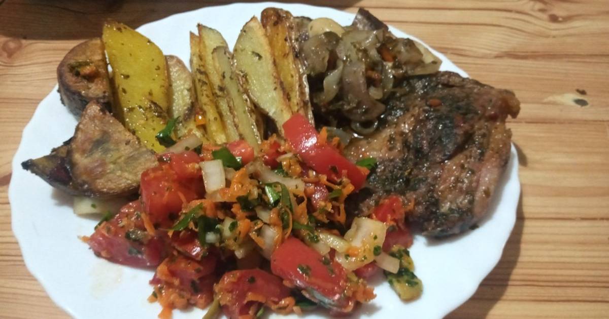 Carne Al Horno Con Papas Y Batatas Con Salsa Schug Receta De Ema Aviles Cookpad