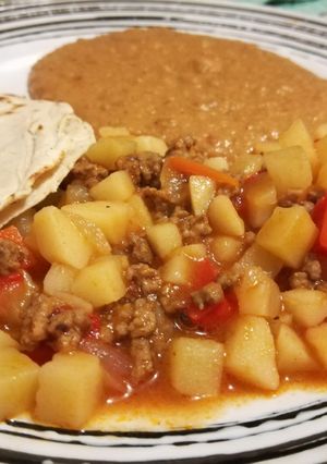 A picture of Ground Beef Picadillo with Potatoes.