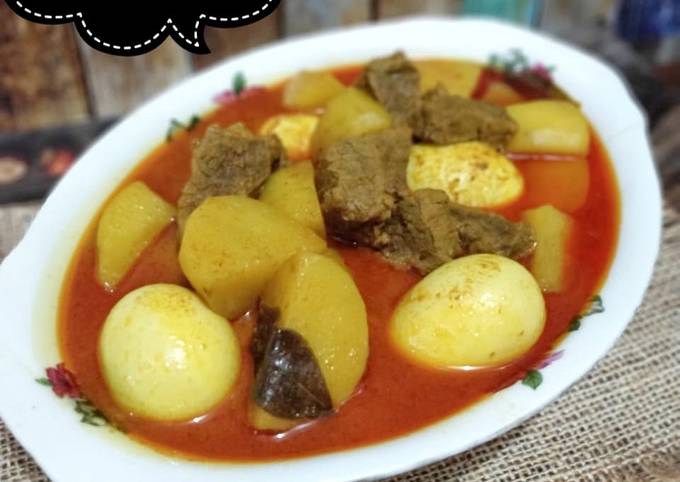 Daging Sapi Telur Kentang Masak Kari