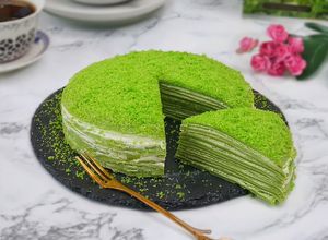 Foto resep Greentea Mille Crepes Cake / Matcha Crepe