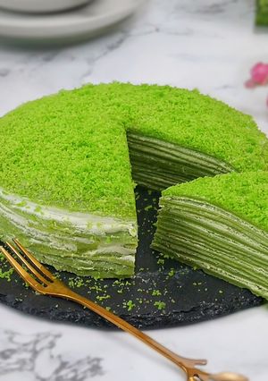 Foto resep Greentea Mille Crepes Cake / Matcha Crepe