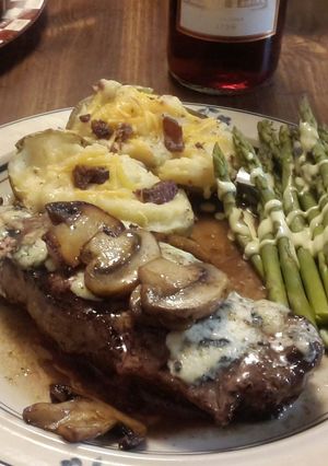 A picture of Grilled Rib Eye With Stilton Butter.