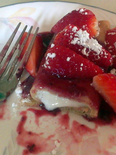 A picture of Cream Cheese/Fruit Sauce Crepes.