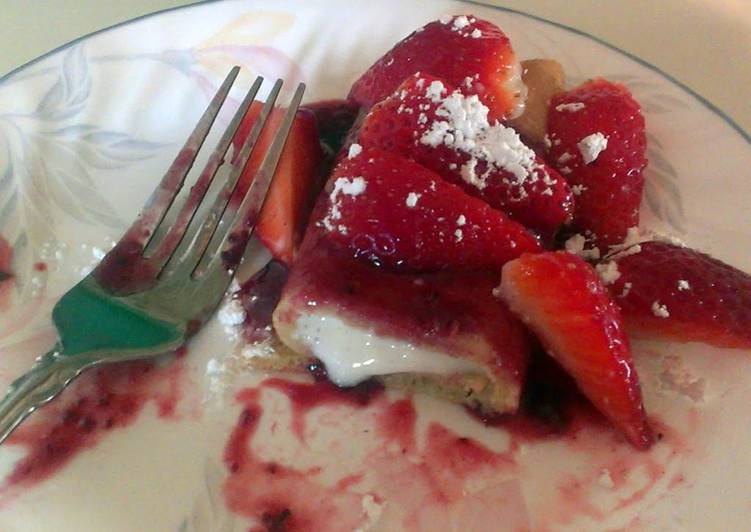Steps to Make Ultimate Cream Cheese/Fruit Sauce Crepes