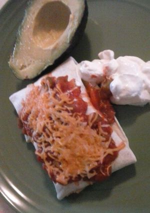 A picture of Chicken enchiladas.