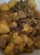 Beef tips and potato casserole