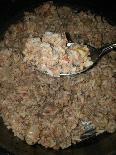 A picture of Fire Turkey Rice (Taco Bell sauce).