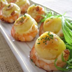 A picture of Shrimp-Wrapped Potato Cakes.