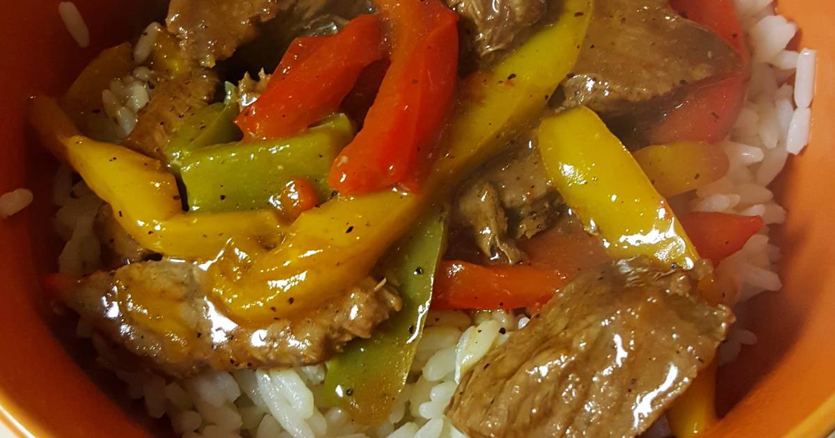 Peppered Steak and Rice Recipe by Tangledinplaidd Cookpad