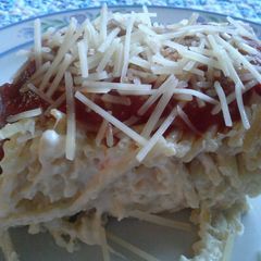 A picture of " Creamy Baked Spaghetti Casserole ".