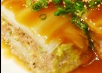 How to Recipe Yummy Layered and Steamed Chinese Cabbage Leaves and Pork Mince