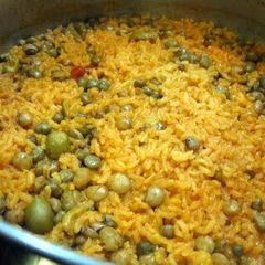 A picture of Arroz con Gandules / Rice and Pigeon Peas.