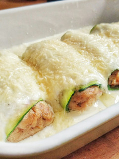Una foto de Canelones de calabacín de cocido