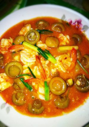 รูปของ เห็ดแชมปิฌองผัดกุ้งทะเล