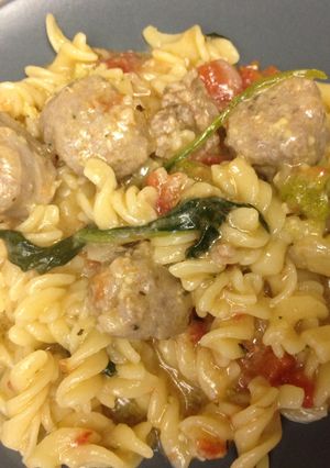 A picture of Sweet Italian Sausage One Pot Pasta.