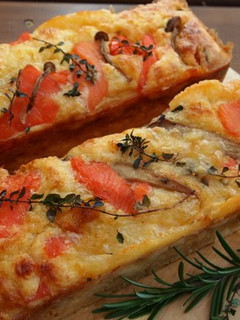 A picture of Smoked Salmon & Mushroom Cake Salé.