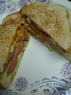A picture of Pan fried hotdog sandwich.