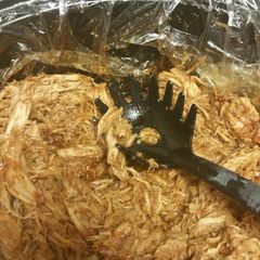 A picture of Crock Pot beer soaked pulled pork.