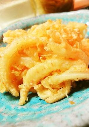 A picture of Sakura Shrimp and Sweet Onion Tempura.