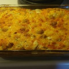 A picture of Cheesy Tater Tot breakfast casserole.