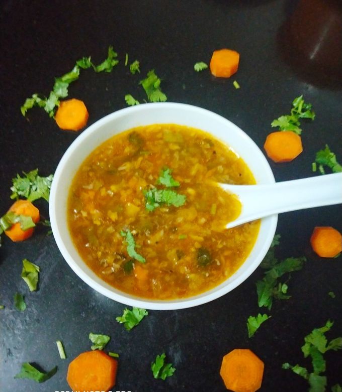 A picture of Veg Manchow soup.